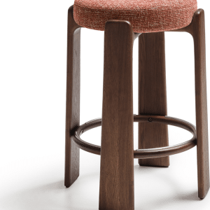 Barstol uden ryglæn Kave Home Granite terracotta chenille, massivt asketræ, sædehøjde 75 cm