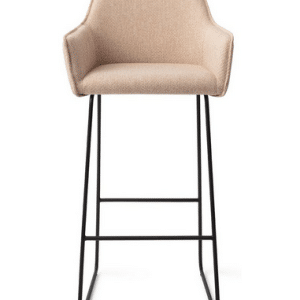 HOFU Barstol i metal og polyester H100 cm - Sort/Lys beige