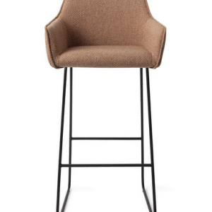 HOFU Barstol i metal og polyester H100 cm - Sort/Lys brun