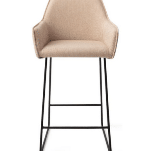 HOFU Barstol i metal og polyester H90 cm - Sort/Lys beige