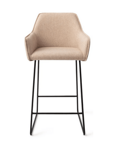 HOFU Barstol i metal og polyester H90 cm - Sort/Lys beige