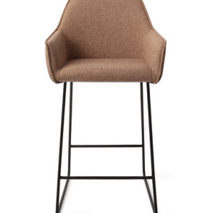 HOFU Barstol i metal og polyester H90 cm - Sort/Lys brun