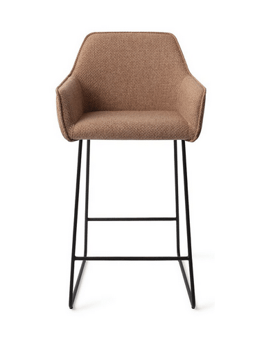 HOFU Barstol i metal og polyester H90 cm - Sort/Lys brun